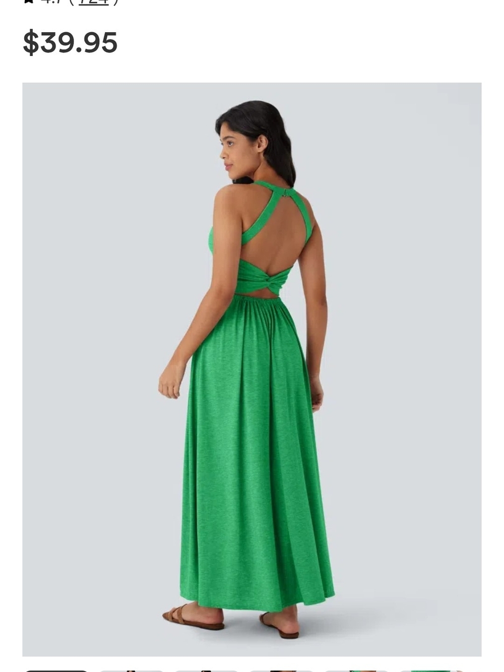 Halara Green Open-Back Maxi Dress